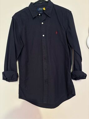 Polo by Ralph Lauren Navy Long-Sleeve Button-Down Shirt with Red Pony